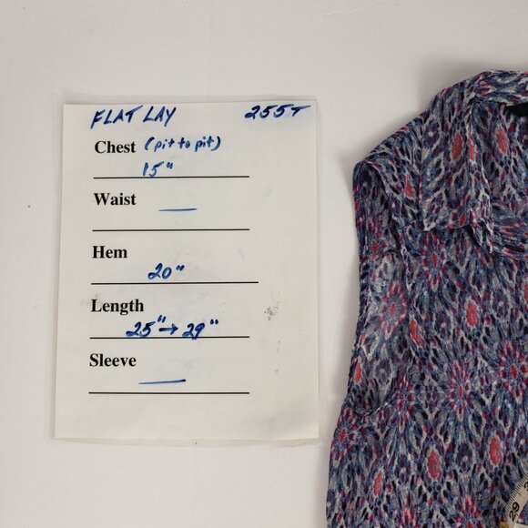 H&M 2 Pink Blue Purple Womens Blouse Semi-Sheer Hi Low Top Multicolor - Picture 6 of 6